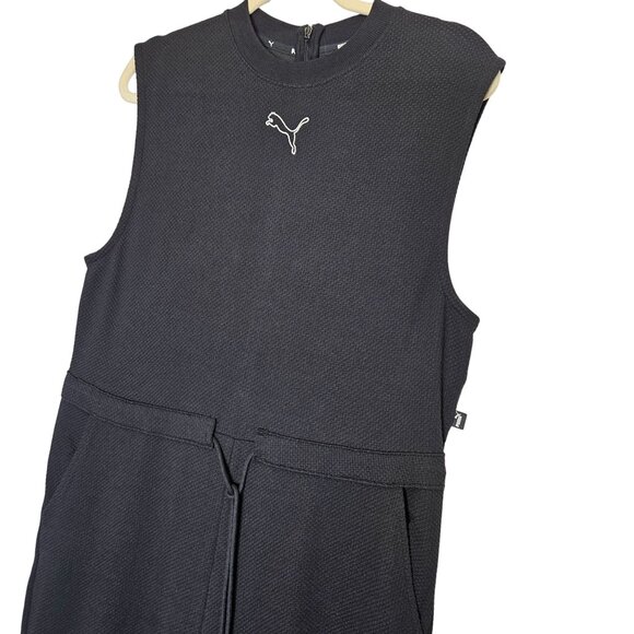 Puma NWOT Sleevelss Black White Jumpsuit Drawsting Waist  pockets Women's Size M - Picture 13 of 15